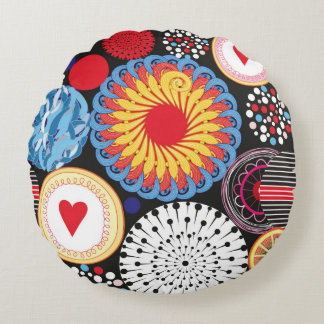 丸い要素の明るいシームレス違うなパターン ラウンドクッション