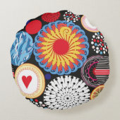 丸い要素の明るいシームレス違うなパターン ラウンドクッション (裏面)