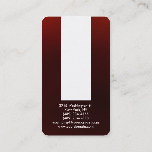 丸い角の茶色がかった赤い白の名刺 名刺 (裏面)