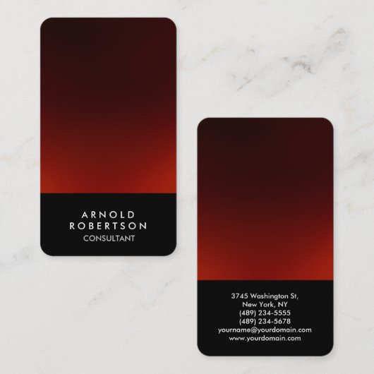丸い角の黒い赤エレガントの名刺 名刺 (正面/裏面)
