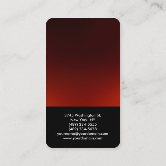 丸い角の黒い赤エレガントの名刺 名刺 (裏面)