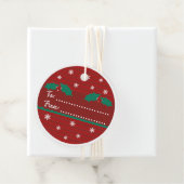 丸い赤いクリスマスのヒイラギの葉 フェイバータグ (インサイチュ)