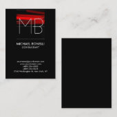 丸い赤いストライプブラック背景名刺 名刺 (正面/裏面)