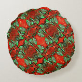 丸い赤とミントの金属とガラスのハンドル ラウンドクッション (裏面)