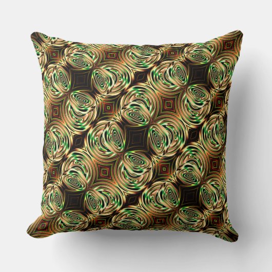 丸い金ゴールドと緑色の金属またはガラスのハンドル クッション (正面)