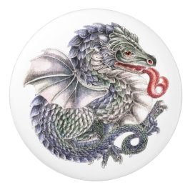 丸い青いドラゴンの陶器ノブ セラミックノブ