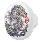 丸い青いドラゴンの陶器ノブ セラミックノブ (右)