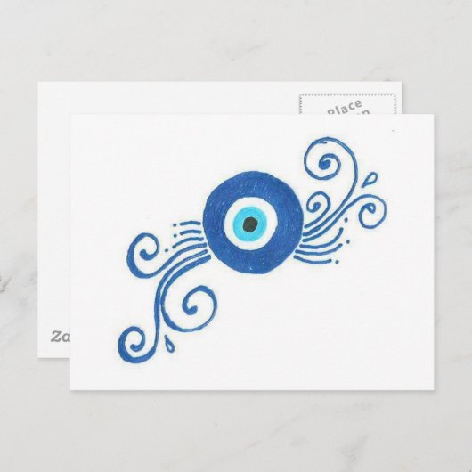 丸い青い悪意のある目 ポストカード (正面/裏面)