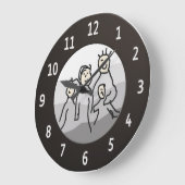 丸い黒い枠の写真をパーソナライズカスタムする ラージ壁時計 (傾斜)