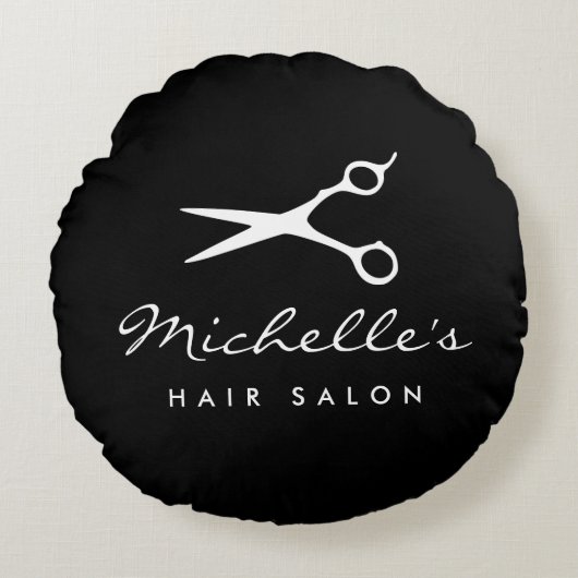 丸い黒のヘアカスタムサロン装飾用クッション ラウンドクッション (正面)