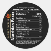 丸い黒メープルシロップ栄養の事実と葉 ラウンドシール (正面)