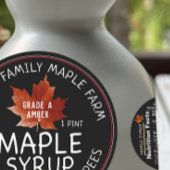 丸い黒メープルシロップ栄養の事実と葉 ラウンドシール