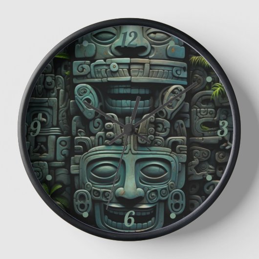 丸い黒木枠 壁時計 (正面)