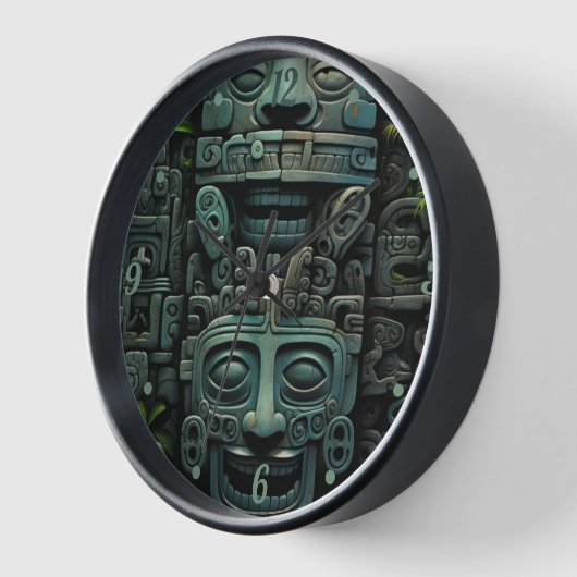 丸い黒木枠 壁時計 (傾斜)