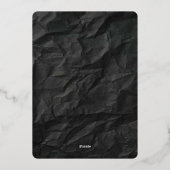 丸い黒/銀のホイル テーブル No. 1 箔招待状 (裏面)