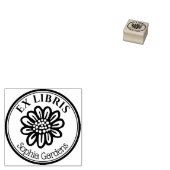 丸いEx Libris – 手描き花 ラバースタンプ (押印)