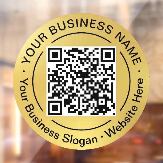 丸いQRコード サークル ビジネス名 ゴールド背景 ウィンドウサイン (シート2)