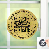 丸いQRコード 円形 ビジネス名 ゴールド背景 ウィンドウサイン (ホーム)