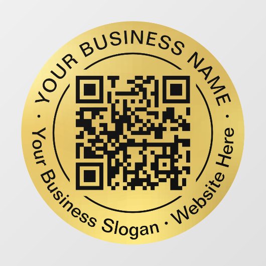 丸いQRコード 円形 ビジネス名 ゴールド背景 ウィンドウサイン (シート)
