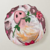 丸おもしろい枕の紳士の豚バラ ラウンドクッション (裏面)