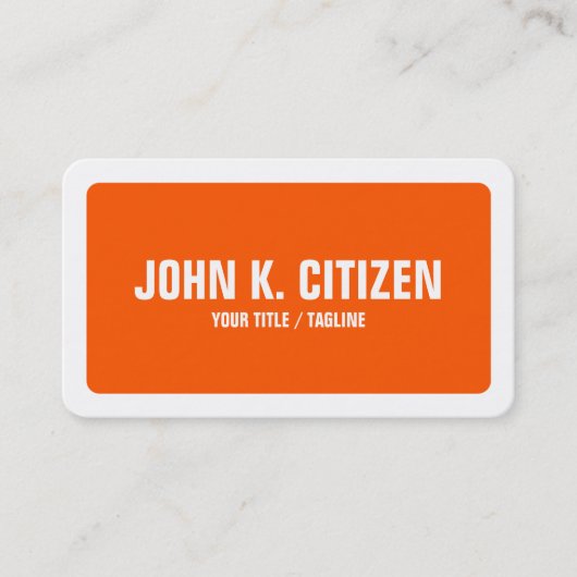 丸かどシンプルなオレンジおよび白いのボーダー 名刺 (正面)