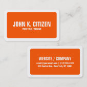 丸かどシンプルなオレンジおよび白いのボーダー 名刺 (正面/裏面)