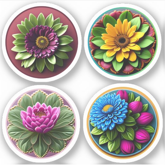 丸かわいらし花品揃え#2 シール (正面)