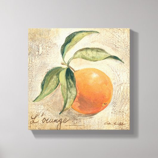 丸くて光沢のあるオレンジ色の果実 キャンバスプリント (正面)