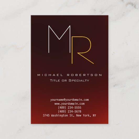 丸くて濃い赤のモノグラムプレーン名刺 名刺 (正面)