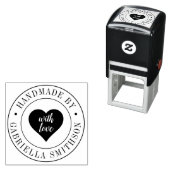 丸で手作りビジネス名かわいいハートロゴ セルフインキングスタンプ (インサイチュ)