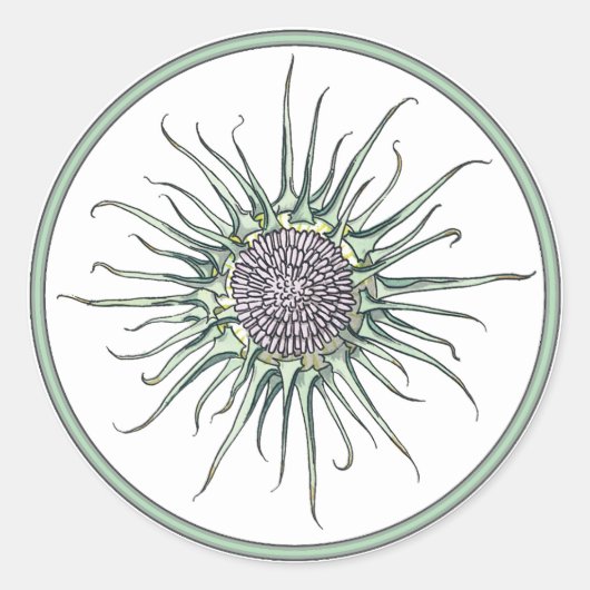 丸とアザラシの花の丸いシール ラウンドシール (正面)