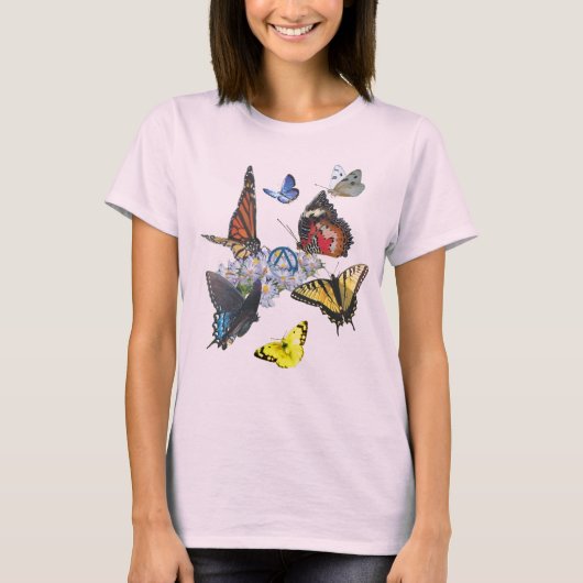 丸と三角が描かれたチョウチョ 26 rev tシャツ (正面)