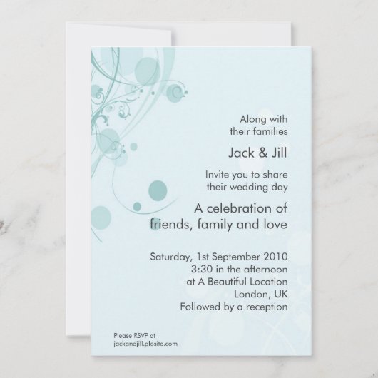 丸と渦巻き (青) 5x7 招待状 (正面)