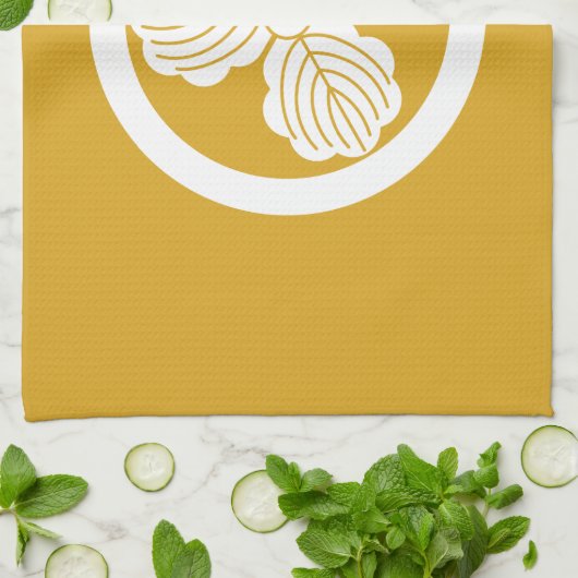 丸に三つ柏 キッチンタオル (折り畳み)