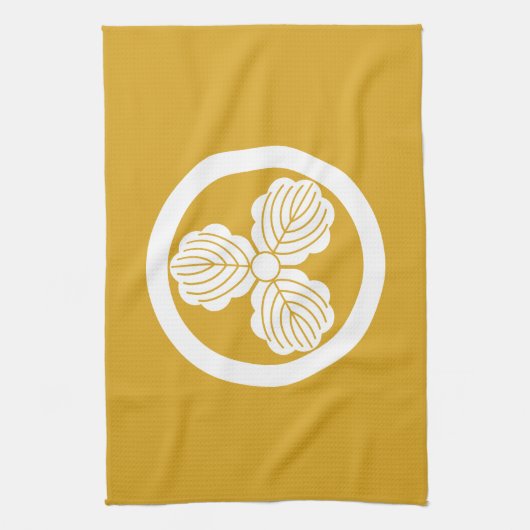 丸に三つ柏 キッチンタオル (縦)