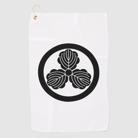 丸に三つ柏 ゴルフタオル (正面)