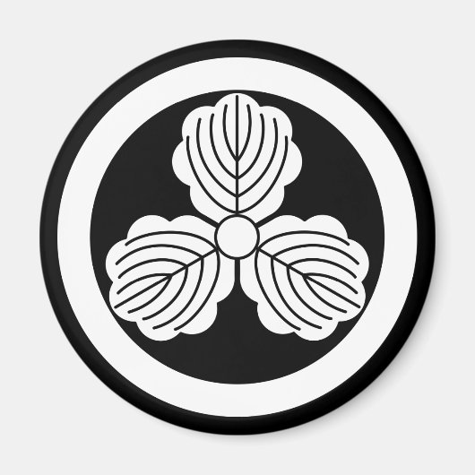 丸に三つ柏 マグネット (正面)