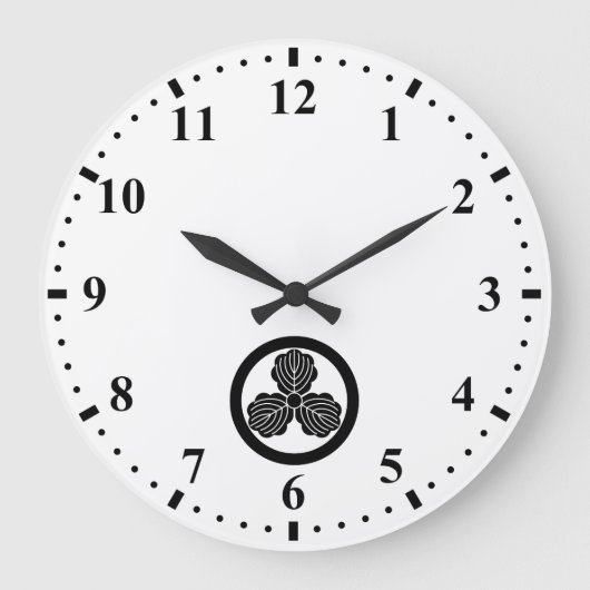 丸に三つ柏 ラージ壁時計 (正面)