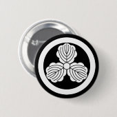 丸に三ツ柏の葉が３枚 缶バッジ (正面&裏面)