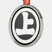 丸に下げ上 メタルオーナメント (左)