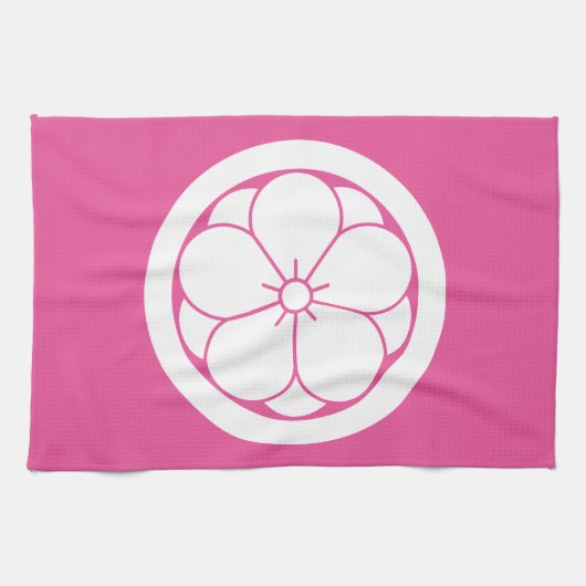 丸に八重梅 キッチンタオル (横)