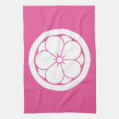 丸に八重梅 キッチンタオル (縦)