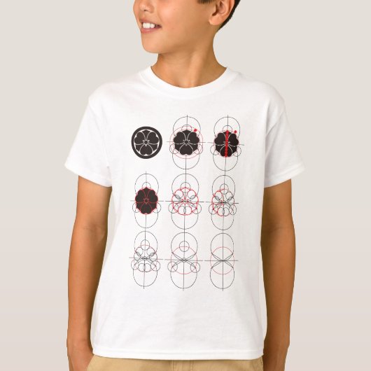 丸に剣酢漿草作図 Tシャツ (正面)