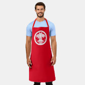 丸に変わり切り竹笹に笠 エプロン (着用した状態)