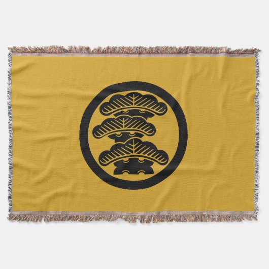丸に左三階松 スローブランケット (正面)