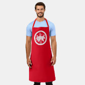 丸に根笹 エプロン (着用した状態)