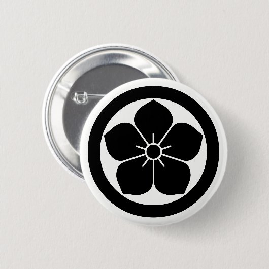 丸に桔梗 缶バッジ (正面&裏面)