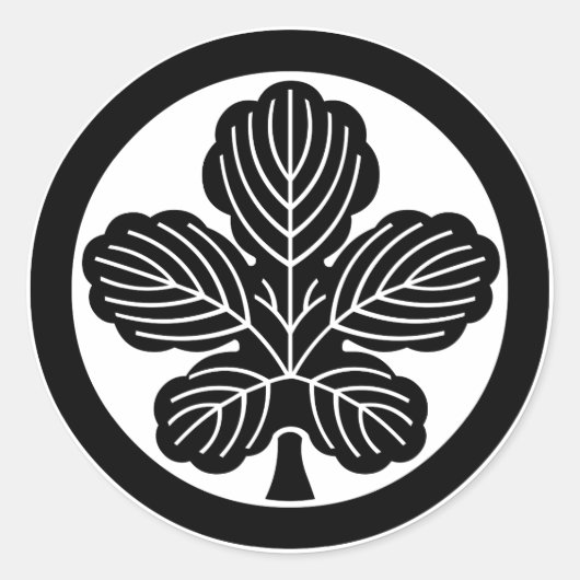 丸に梶の葉 ラウンドシール (正面)