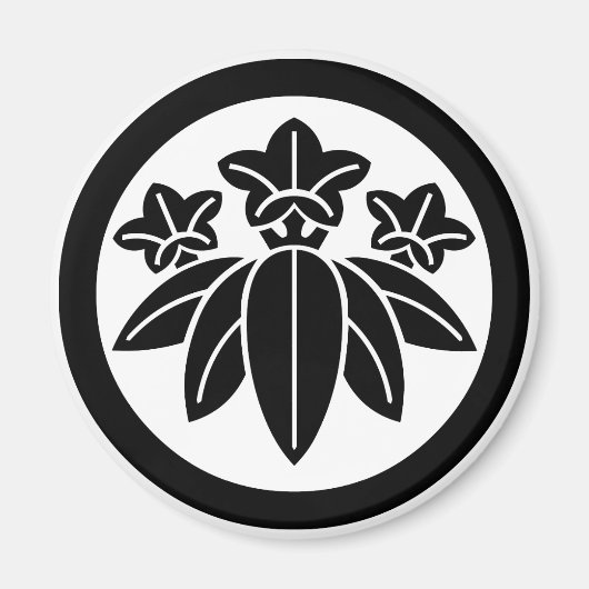 丸に笹龍胆 マグネット (正面)