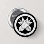 丸に違い矢 缶バッジ (正面&裏面)